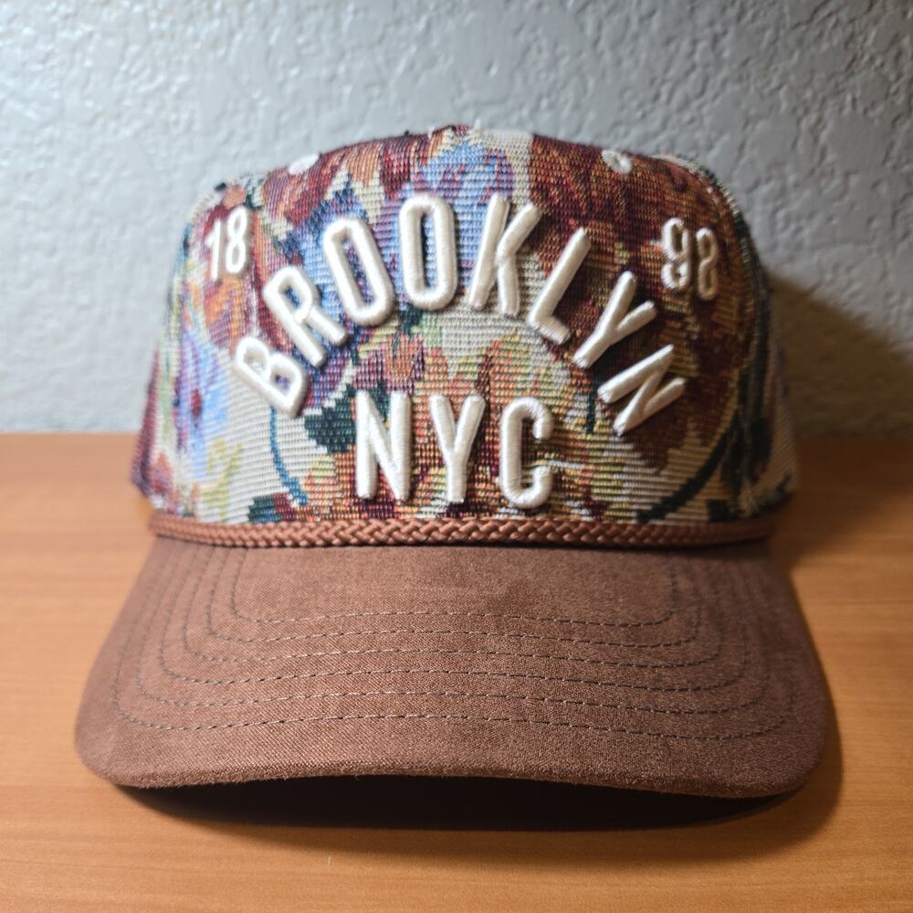 Brooklyn NYC Tapestry Hat Floral Cap Pattern Rope Snapback Hat New with Tags